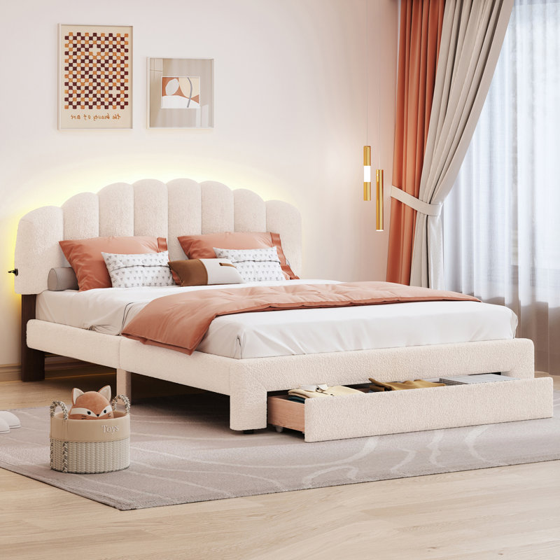 Sloten Upholstered Platform Storage Bed Latitude Run Color Beige